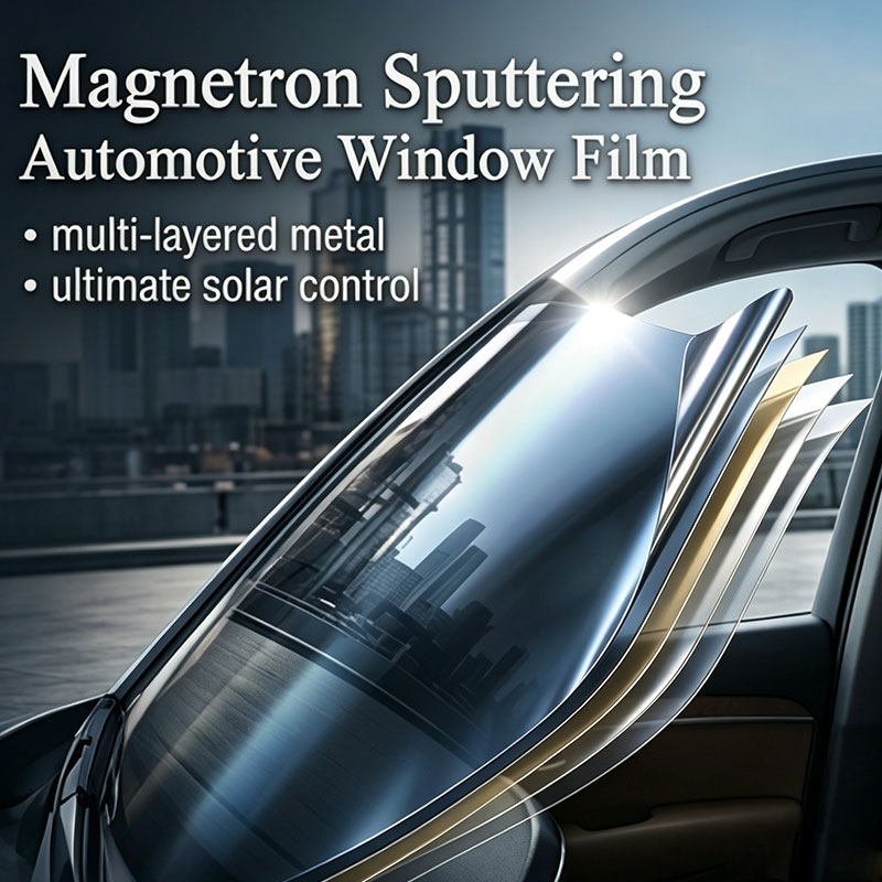 Película para ventanas de automóviles con pulverización catódica por magnetrón